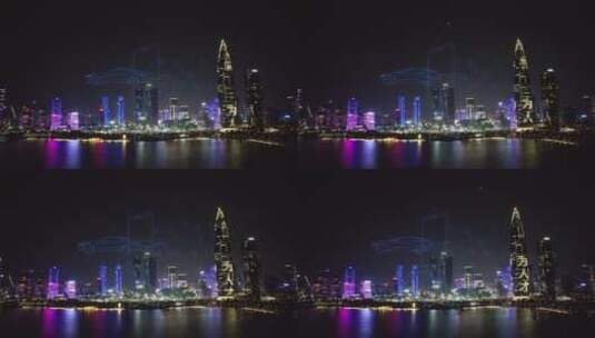 深圳湾人才日城市无人机表演4K高清在线视频素材下载