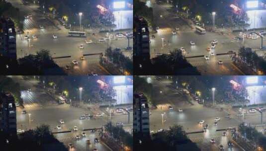 夜晚西安高新区唐延路的车流高清在线视频素材下载