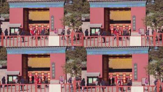 4K升格实拍北京金秋地坛公园门口秋游的人高清在线视频素材下载