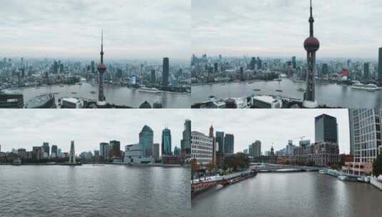上海浦西苏州河航拍高清在线视频素材下载