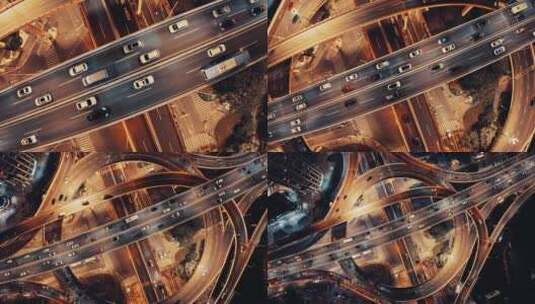 上海鲁班路高架夜景俯拍高清在线视频素材下载