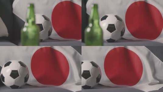 日本国旗挂在家里沙发上的特写镜头高清在线视频素材下载