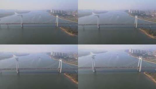 航拍长沙三汊矶大桥大桥交通高清在线视频素材下载