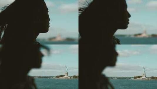 纽约自由女神像剪影高清在线视频素材下载