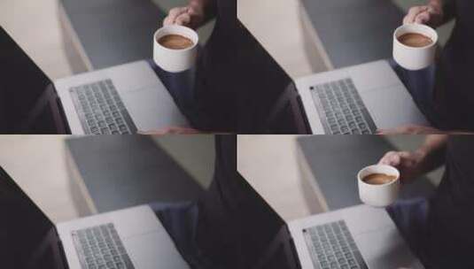商务人士办公喝咖啡高清在线视频素材下载