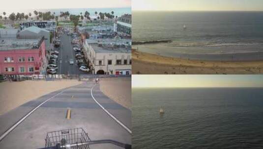 4k航拍沿海城市海滨城市高清在线视频素材下载
