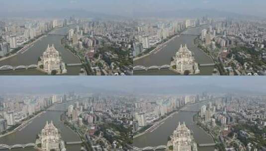 4k 航拍福州闽江两岸房地产背景高清在线视频素材下载