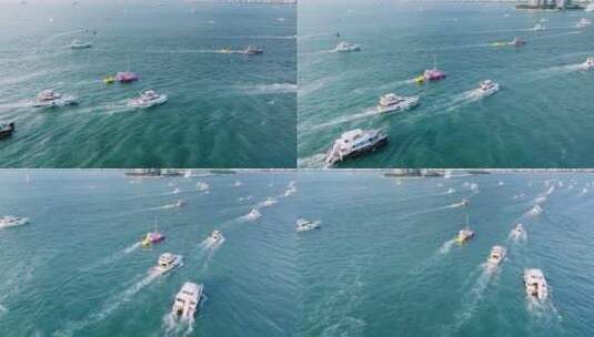 海南三亚游艇出海航拍高清在线视频素材下载
