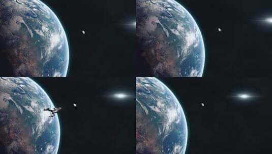 科幻战舰离开地球轨道4K (1)高清在线视频素材下载