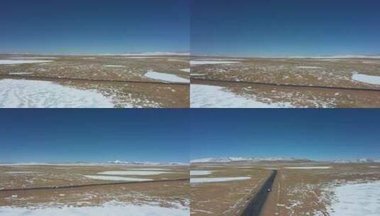 青藏线 无人区 荒漠公路航拍高清在线视频素材下载