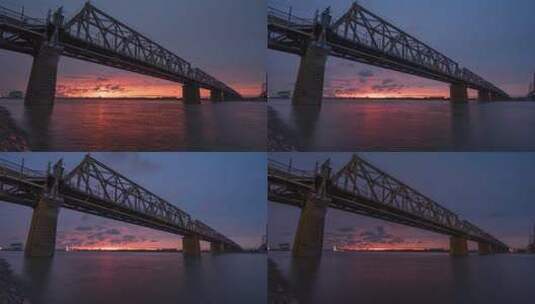 哈尔滨铁路桥夏季延时摄影高清在线视频素材下载