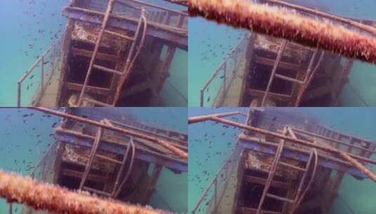 水下的木船高清在线视频素材下载