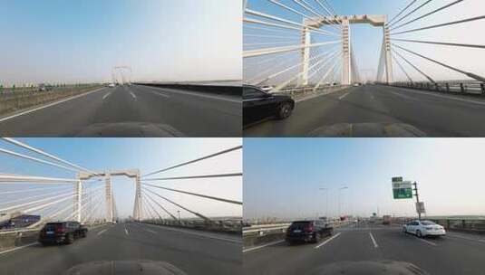 汽车行驶在高速公路上经过深圳东滨河大桥高清在线视频素材下载