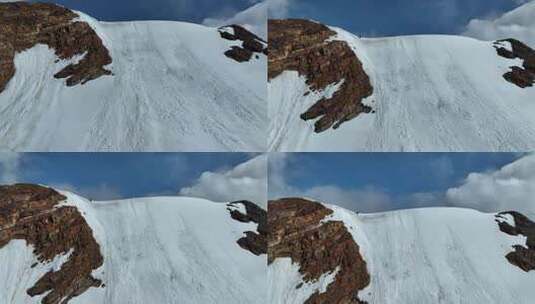 航拍攀登沙鲁里山脉尼登贡嘎雪山的登山者高清在线视频素材下载