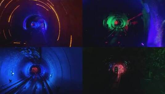 上海外滩观光隧道地铁站隧道霓虹灯观光隧道高清在线视频素材下载