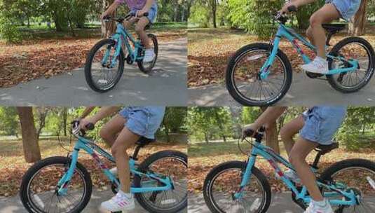 户外骑自行车的女孩高清在线视频素材下载