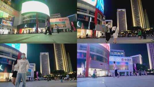 6700 新街口 南京 滑板 人群 人流 购物高清在线视频素材下载