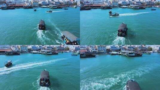 海南陵水黎族自治县疍家渔排航拍特写高清在线视频素材下载