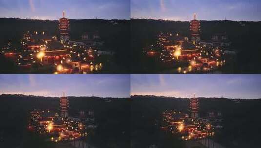 浙江省温州市景山公园护国寺夜景高清在线视频素材下载