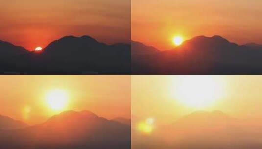 太阳在山后方冉冉升起延时摄影高清在线视频素材下载