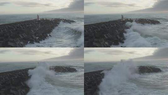 海浪拍打着海岸高清在线视频素材下载