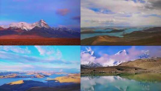 西藏 延时 视频 羊卓雍措 卓木拉日雪山高清在线视频素材下载
