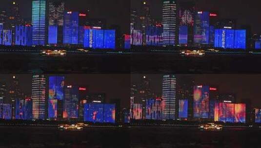 杭州 城市阳台 灯光秀 红红火火迎亚运高清在线视频素材下载