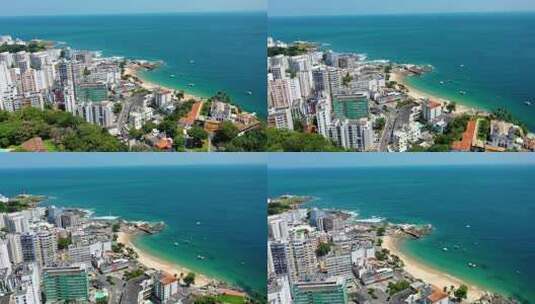巴西巴伊亚州萨尔瓦多海滨城市著名旅游景点的空中景观。高清在线视频素材下载
