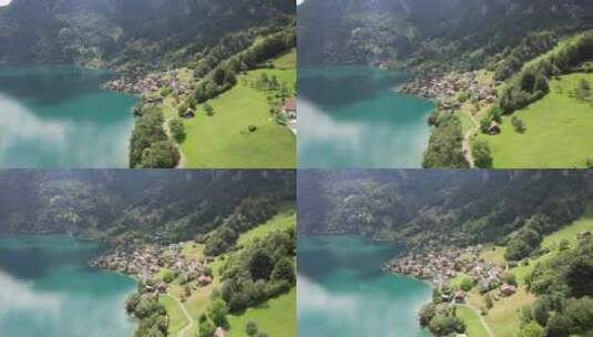 湖泊和村庄高清在线视频素材下载