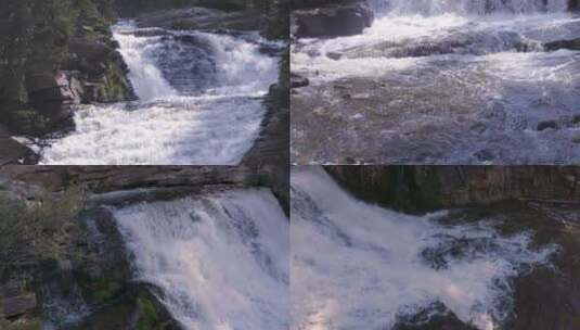 湍急的山间河流流水清澈的河水水花溪流瀑布高清在线视频素材下载