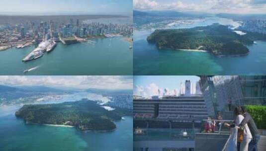 城市航拍加拿大多伦多地标建筑海岸情侣空镜高清在线视频素材下载
