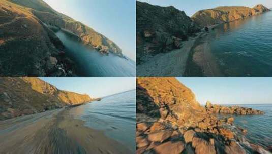 FPV无人机航拍海浪沙滩森林海滩海岛阳光高清在线视频素材下载