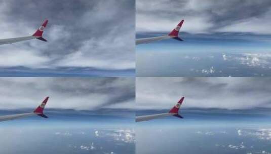 飞机机翼上的云海高清在线视频素材下载