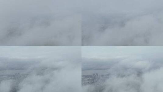 航拍福建福州仓山区高空云雾风光美景高清在线视频素材下载