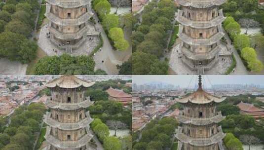 航拍福建泉州西街开元寺高清在线视频素材下载