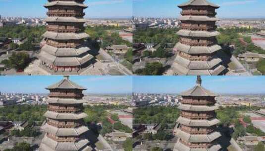 山西木塔，亚洲古建筑高清在线视频素材下载