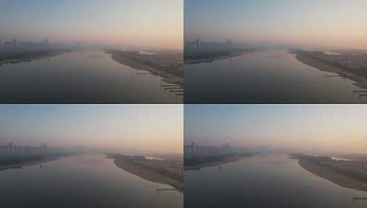 海边清晨日出彩霞迷雾航拍高清在线视频素材下载