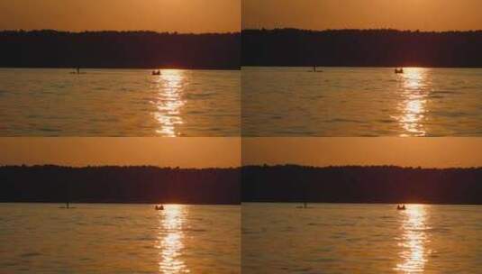 落日湖桨板雄伟景观高清在线视频素材下载