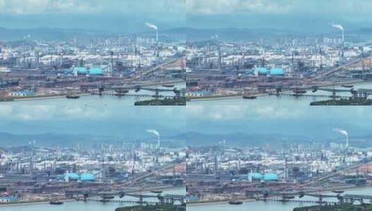 航拍广东惠州石油化工工业工厂园区高清在线视频素材下载
