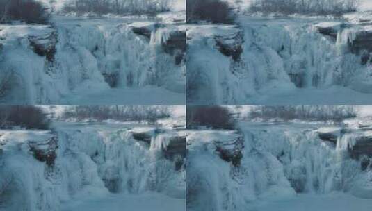 冰冻瀑布冰原高清在线视频素材下载