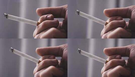 男人抽香烟特写 思考烦闷 戒烟高清在线视频素材下载