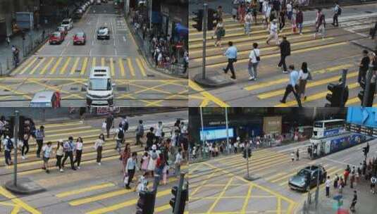 香港街头车流人流高清在线视频素材下载