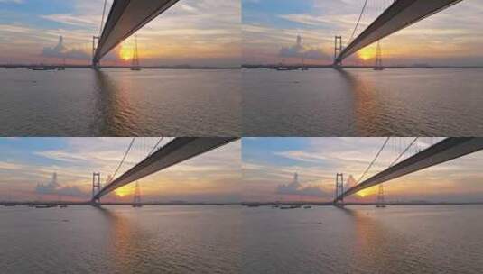 航拍大湾区东莞南沙大桥高清在线视频素材下载