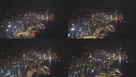 香港CBD建筑夜景航拍视频4K30P高清在线视频素材下载