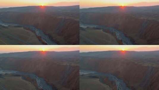 【正版4K素材】航拍新疆安集海大峡谷日出高清在线视频素材下载