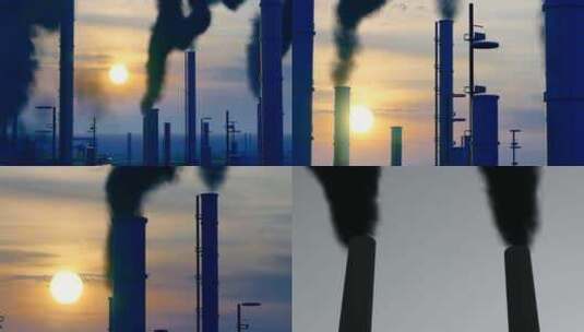 工厂烟筒排放废气污染空气高清在线视频素材下载