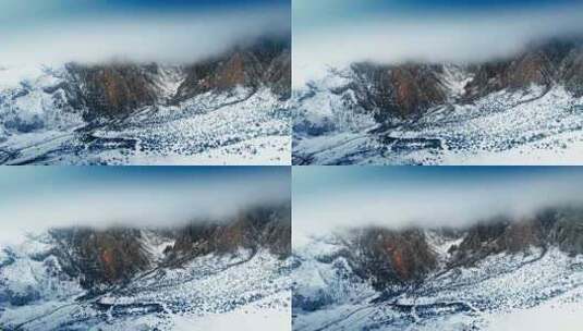 航拍雪中的甘南大草原白石崖高清在线视频素材下载