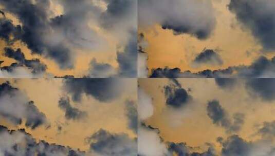 4K-乌云在黄色天空中的延时摄影高清在线视频素材下载