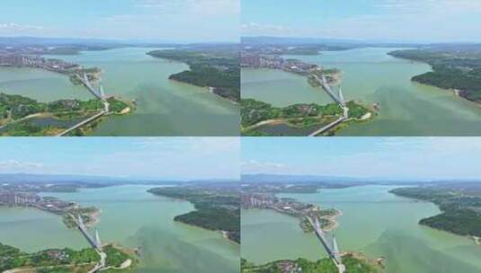 十堰汉江全景航拍高清在线视频素材下载