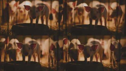 围栏里的小猪高清在线视频素材下载